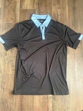 Callaway Black Polo with Light Blue Contrast Collar